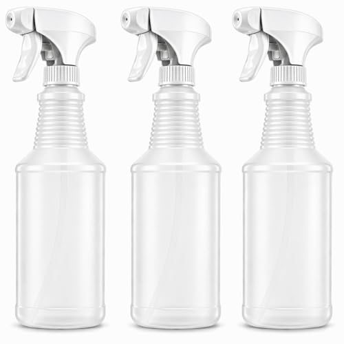 Bar5F Empty Spray Bottles (3-Pack), 24 oz – Bleach-Resistant Trigger Sprayer with Fine Mist & On/Off, Chemical-Resistant for Bleach, Vinegar & Cleaning Solutions, Refillable HDPE Bottles