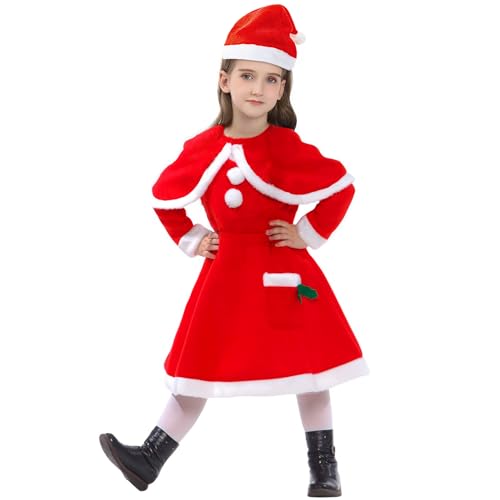 DANBAIEGG Fantasia de Papai Noel para crianças, fantasias de Natal para crianças, vestido de Papai N