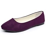 Hwalleum Ballerines plates simples et décontractées pour femme - Couleur unie - Pour le travail - Pour le bureau - Confortables - Bout pointu, violet, 40 EU