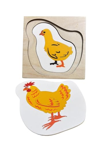 Image of Butterfly Life Cycle Puzzle for Kids, Wooden Puzzle with Layers Showing Butterfly Transformation, Ages 2+ | Hen Life Cycle Layering Puzzle Fun Layered Design | Combo Pack of 2