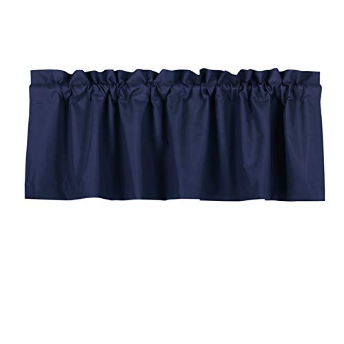 Valea Home Blackout Valance Curtains Waterproof Soft Rod Pocket Valance for Kitchen and Bathroom Window Room Darkening Valances for Bedroom 52 inch x 18 inch Navy Blue