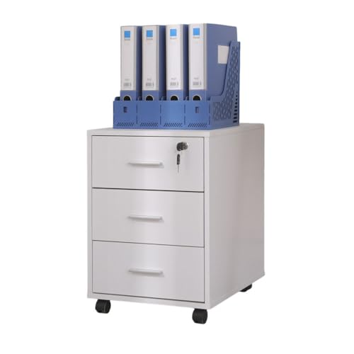 Classeur en bois blanc à 3 tiroirs avec serrure pour bureau à domicile