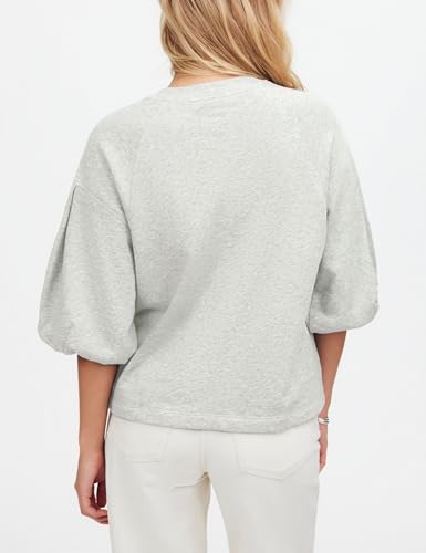 Women Cropped Sweatshirt Tee Puff Short Sleeve Crewneck Pullover Top Solid Casual Summer T-Shirt Blouses4