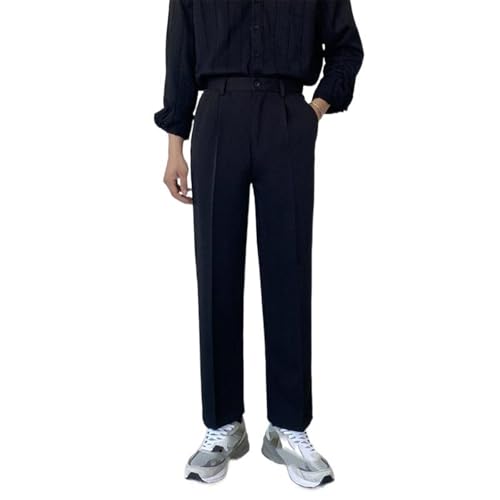 Men's Wrinkle Resistant Black Ankle Dress Pants Straight Casual Trousers Pants for Men