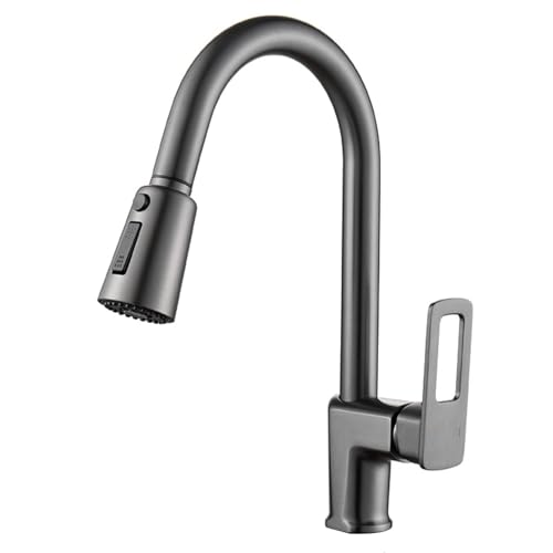 Robinet de cuisine extensible noir mat mitigeur évier douchette 2 en 1 - 4