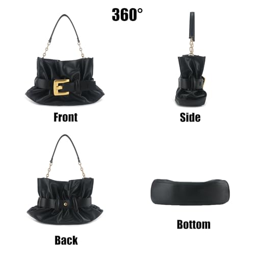 2025 Women's Leather Pleated Hobo Shoulder Bags Metallic Genuine Leather Clutch Purse for Party or Evening Occasions4