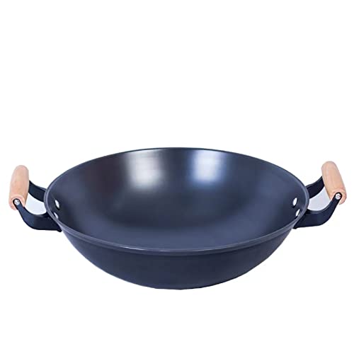Wok chino tradicional de hierro fundido con asas dobles miniatura 1