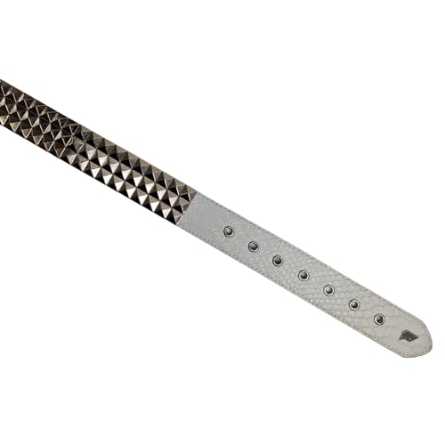 Lowlife Triple S Studded Leather Belt in White Snakeskin4