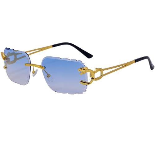 Image of Rimless Diamond Cut Trendy Retro Hip Hop Tint Lens Sun Glasses Frameless Rectangle Sunglasses For Men and Women