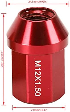 Wheel Lug Nuts for Cama, 20Pcs M12x1.5 Wheel Lug Nuts 35mm 6061 Aluminum Alloy Closed End Replacement(Red)