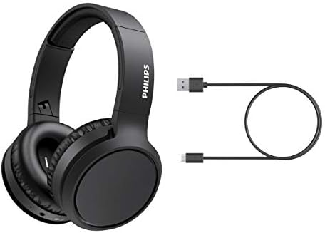 Philips Audio Philips Over Ear Wireless Headphones with Microphone/Bluetooth, Noise Isolation, 29 Hours Play Time, BASS Boost Button, Quick Charging, Compact Folding H5205BK/00