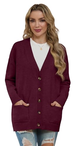Image of GRECERELLE Women's 2025 Fall Cardigan Sweaters Oversized Open Front Button Knit Outwear Coats with Pockets