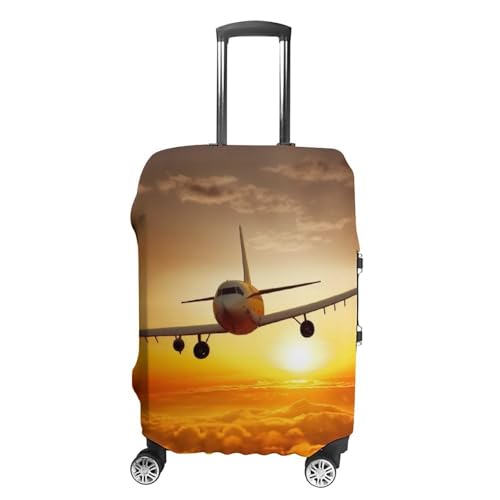 Aircraft Plane at Sunset Luggage Cover Elastic Suitcase Protector Case Anti-Scratch Washable Baggage Covers Protector For Traveling, Aircraft Consignment S