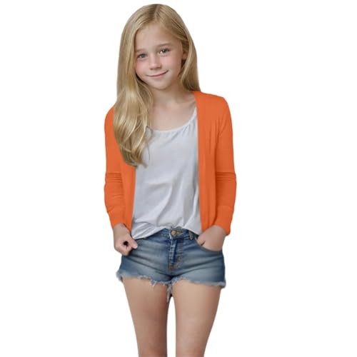 Big Kids Cute Cardigan Fall Casual Open Front School Uniform Girl Lightweight Sweater Soft Cover Up Outwear Size 5-14