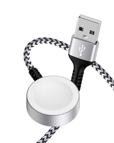 Apple Watch Charger Fast Charging Cord Wireless Charger Cable for iWatch Series 11/10/9/8/7/6/5/4/3/2/1 Ultra 3/2/1 SE3/SE2/SE Braided Magnetic Smartwatch Charging Pad Wire Cargador for Car Travel