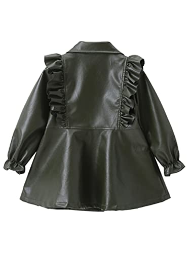 Toddler Baby Girls Fall Winter Tops Ruffled PU Leather Jacket Motorcycle Biker Button Down Coat4