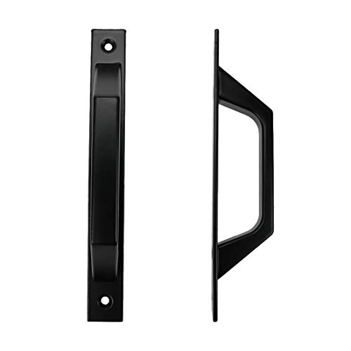 Autoly 2 Packs 7 Inch Sliding Barn Door Handle Hardware Black Aluminum Alloy Wooden Gates Door Pull, Center to center 6.9"(175mm),with Mounting Screws