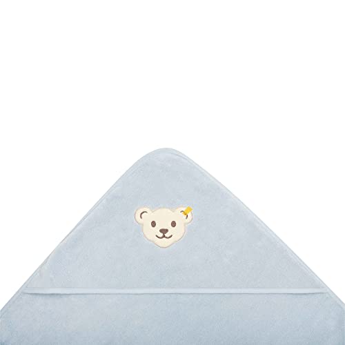 Steiff Badetuch mit Kapuze blau Celestial Blue, flauschig-weicher Frottee trocknet und verwöhnt zarte Haut, strapazierfähige Einfassungen, mit Kapuze für extra Wärme