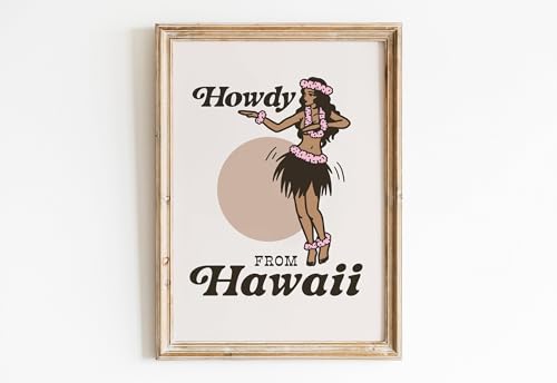 Vintage Hawaii Print Wall Art Coastal Cowgirl Aesthetic...