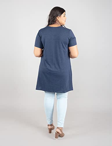 Image of CUPID Women's Cotton Round Neck Half Sleeves Regular Fit Long Tops, Night n Sleep Wear, Daily Use Gym n Lounge Wear T Shirt with Pocket L to XXL