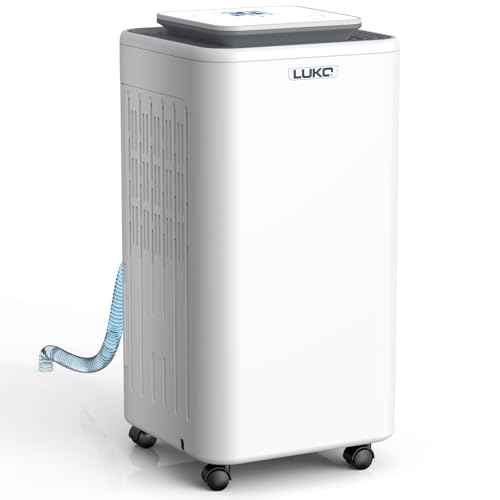 LUKO 2000 Sq. Ft Dehumidifiers for Large Room and Basements, 30 Pints Dehumidifier with Drain Hose, Auto or Manual Drainage, 0.528 Gallon Water Tank, Auto Defrost, Dry Clothes Function, 24H Timer
