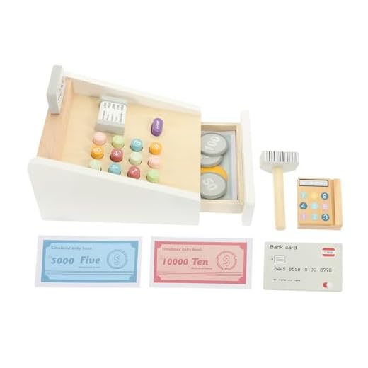 TOYANDONA 1 Juego Caja Registradora para Niños Juego De Caja Registradora Juguete Niño De La Tienda De Juegos Caja Registradora De Simulación Juego De rol Madera Noble Refrigerador Compras