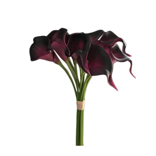 Lot de 12 fleurs de lys calla artificielles, 33 cm en polyuréthane à tête unique, accessoire pour bouquet de mariée pour plantes de verdure, guirlande...