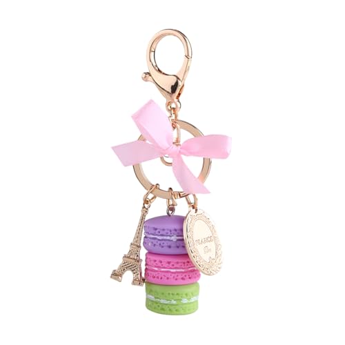 Macaron Cake Keychain, Cute Pastry Alloy Charm for Women Girls, Sweet Dessert Bag Purse Accessories