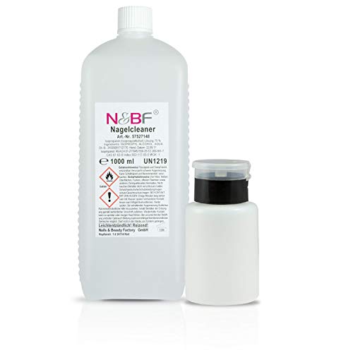 N&BF Nagel Cleaner Set 1000ml + Dispenser Pumpflasche - 70% Isopropanol Alkohol isopropylalkohol - für Gelnägel (Schwarz 150ml) Cover
