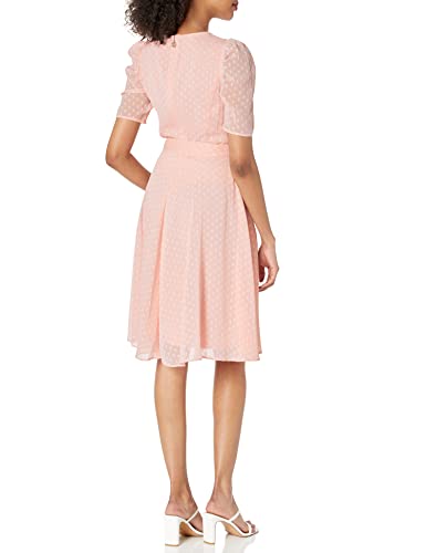 Image of Tommy Hilfiger Adaptive Women's Puff Sleeve V-Neck Tie Waist Chiffon Mini Dress