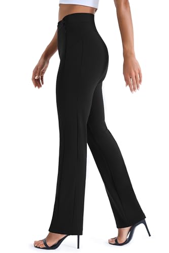 AFITNE Women's Yoga Dress Pants High Waist Pull On Stretchy Straight Leg Work Casual Slacks with Water-Repellent Fabric2