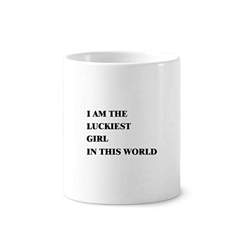 Tasse blanche en céramique 350ml fille chanceuse pour pinceaux et brosses