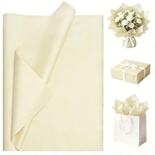 Luckonway 40 Sheets 20x20 Inches Ivory White Tissue Paper for Gift Bags Bulk Gift Wrapping Paper for Christmas Weddings Parties & Art Crafts (Ivory White)