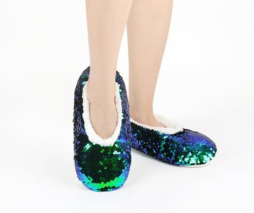 Image of Panda Bros Womens Ballerina Sequin Slippers, Bling House Slippers With Grippers