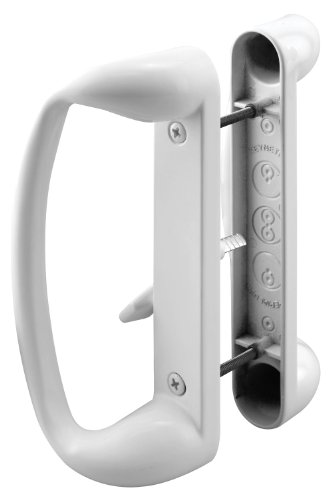 PRIME-LINE C 1176 Sliding Glass Door Handle Set – Replace Old or Damaged Door Handles Quickly and Easily – Painted White Diecast, Mortise Hook Style (Fits 3-15 16” Hole Spacing)