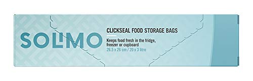 Amazon Brand - Solimo Food Storage Bags, 3 litre, 20 count, pack of 1