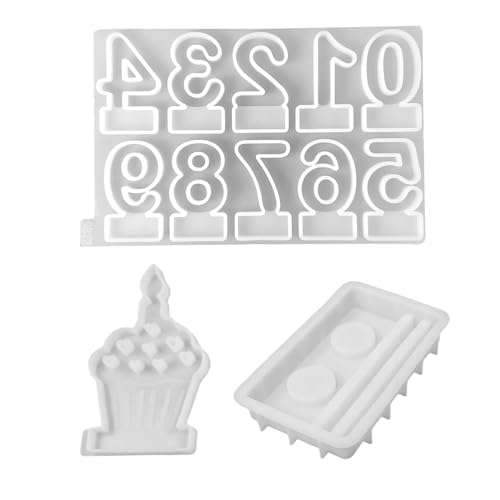 Moldes de silicona con números huecos para tartas de cumpleaños, moldes de base cuadrada para portavelas de té, decoración de habitación