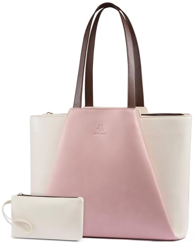 Image of LOVEVOOK Laptop Tote for Women - 15.6 Inch Faux Leather Laptop Bag with Clutch, Large Capacity Office Purse Computer
