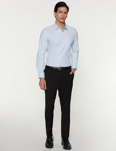 Image of Peter England Men's Classic Textured Slim Fit Full Sleeve Shirt | Wonder Fabric | Cotton Rich | Premium Dobby