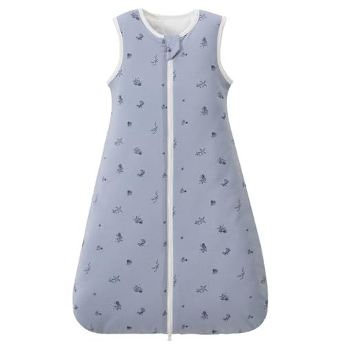 Image of Super Soft 1.5 TOG Sleep Sack, 100% Cotton All Season Warm Baby Wearable Blanket for 0-6 Months, Ocean, Size S