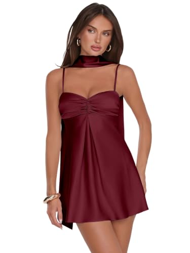Homecoming Dresses with Scarf Spaghetti Straps Short Satin Prom Dresses