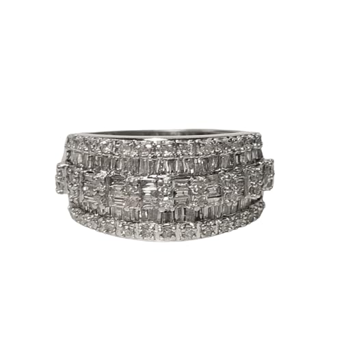 Silverjewel 3 Ct Baguette Shape Diamond Cluster Cocktail Pave Engagement Rings For Women 14K White Gold Plated 925 Sterling Silver Handmade With Love Vintage Wedding Ring Gorgeous Gift For Her