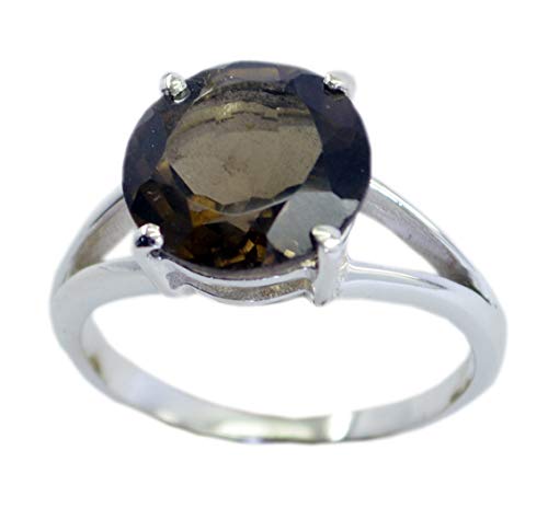 Bague en argent massif 925 quartz fumé véritable de qualité gemme