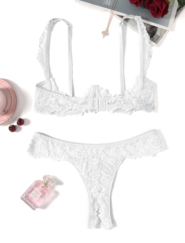 Image of Avidlove Sexy Lingerie Set for Women Lace Bra and Panty Sets Underwire Push Up Lace Lingerie Set XS-XXL