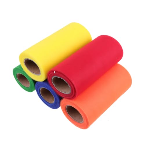 KONTONTY 5pcs Rolls Tulle Yarn Reel Gauze Fabric Spool Ribbon Fabric Tulle Fabric Tulle Craft Ribbon DIY Table Skirt Mesh Spool Mesh Fabric Horseshoe Charms for Crafting Poly Mesh Ribbon