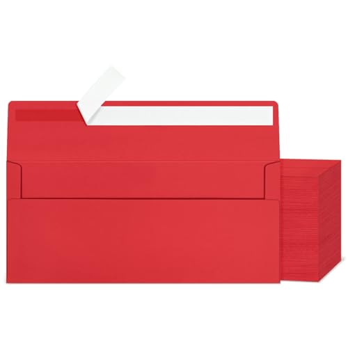 Image of 200 Pcs #10 Red Envelopes Letter Size Self Seal, Business Envelopes