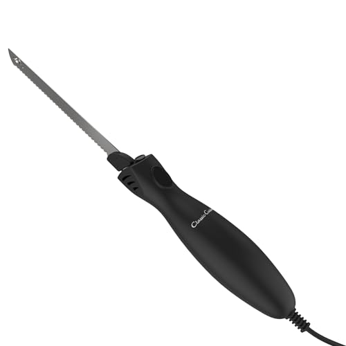 Electric Carving Knife - 8-Inch Serrated Stainless-Steel Blade Cutter with Comfort Grip Handle for Slicing Turkey and Meat by Classic Cuisine (Black) Electric Carving Knife - 8-Inch Serrated Stainless-Steel Blade Cutter with Comfort Grip Handle for Slicing Turkey and Meat by Classic Cuisine (Black)