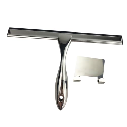 CALLARON Escobilla Ventana Acero Inoxidable Rasqueta Limpiacristales Baño Espejo Ducha con Gancho Antideslizante Uso Múltiple