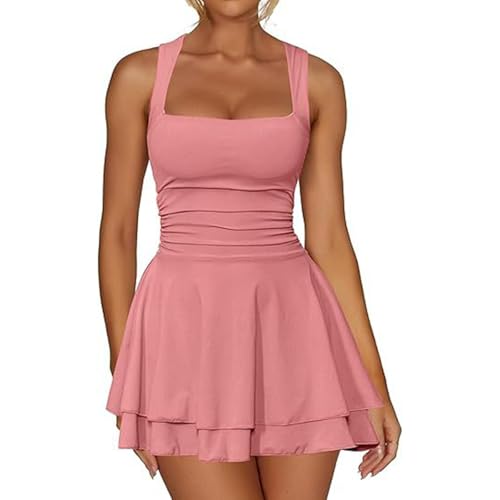 Women's Sweater Dress • Producto título Vestido Plisado con Escote Cuadrado y Cintura con Dobladillo Corto (L)