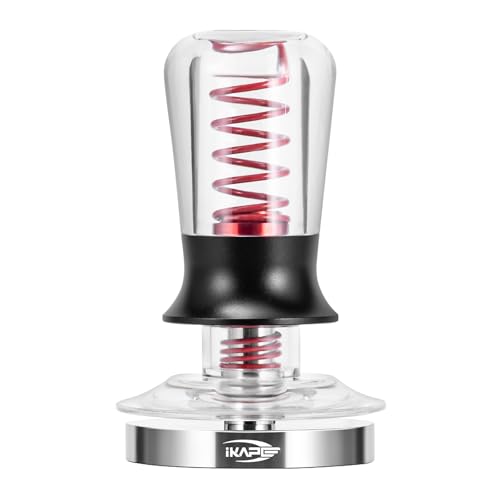 Image of IKAPE 58.35mm Ace Transparent Espresso Coffee Tamper, Premium Barista Coffee Tamper with Calibrated Spring Loaded, Threaded Stainless Steel Base for Espresso Machine(New Upgrade)